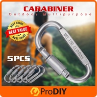 5pcs / 10pcs Aluminum D-Type Carabiner Keychain Hook Clip Big Snap Hook Hiking Camping Backpack Lock