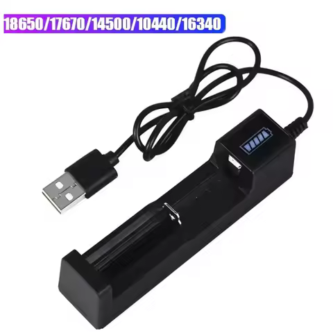 18650 Battery Charger 1 Slot USB Charger Adapter 4.2V Rechargeable Lithium Battery For 16340 14500 2
