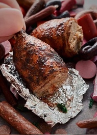 肉类、肉制品课程。 教程微型。 聚合物粘土食品。 视频