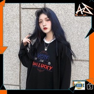 MALAYSIA UP📣(AZWAR SHOP)  Women's Casual Loose BF Long-sleeved T-shirt Letter Printed Oversized Top