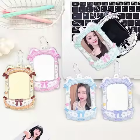 Cute Kitten Photocard Holder Keychain Photo Card Holders 2.1x2.7 Inch ID Badge Holder Bus Card Credi