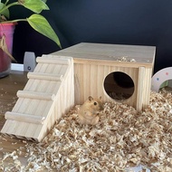 [Homyl478] Hamster Wood House, Wooden Hut Hut Hamster Hideout with Ladder and