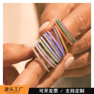 Unique Colorful Diamond Ring Full Diamond Stacking Ring Birthstone Zircon Ring Niche Ring Female