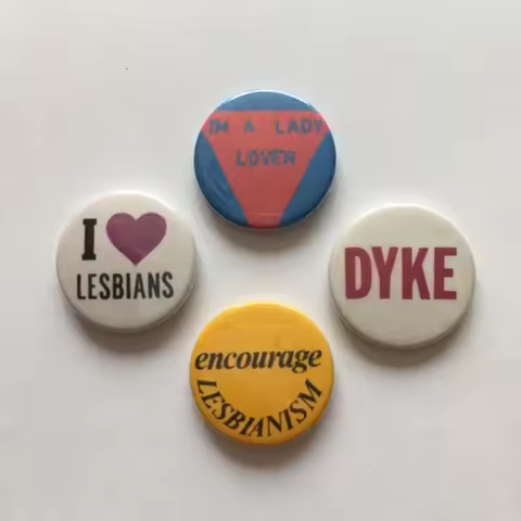 Lesbian 4 Badge Set LGBT Dyke Triangle Vintage Remake Pride Buttons