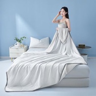 冰絲涼感夏被 可機洗冷氣被 透氣薄被 香港熱賣- 波浪格-白色 70x100cm顏色隨機