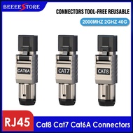 RJ45 Cat8 Cat7 Cat6A Connectors RJ45 Metal Tool Free Easy Termination Plug 2000MHz 40G LAN Cable 22A