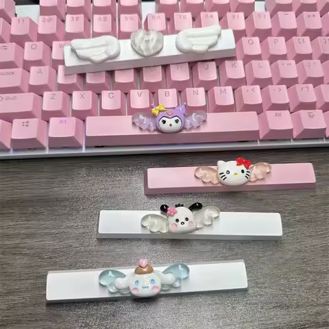 DIY Cute Cartoon Hello Kt Kuromi Keycap 6.25u Spacebar Gaming Mechanical Keyboard Cross Axis Pink Wh