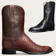 Aofu Shoes Retro Men's Boots Crocodile Pattern Western Cowboy Men's Shoes Large Size
