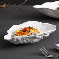 Creative Hotel Tableware Sashimi Plate Pure White Ceramic Personalized Oyster Shell Oyster Salad Pla