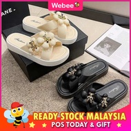 READY STOCK💝 WEBEE AKASIA Women’s Sandals Bloom Flower Shoe Thick Sole Flat Shoes Travel Lady Peremp