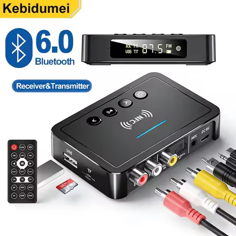 NFC Bluetooth 6.0 Receiver Transmitter Wireless Adapter FM Stereo AUX 3.5MM Optical Coaxial TF/U-Dis