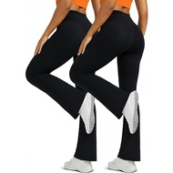 [HZA] 148-160cm Loose Sport Nurse Bootcut Flare Jersey Pants Leisure Women's High Waist Stretch  Boo