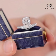 [CYTUPR] 2ct Drop-Shaped Diamond Ring High-End Niche Moissanite Diamond Ring