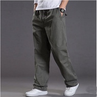 UAYESOK【Plus Size】Mens casual Cargo Cotton Pants Pocket loose Straight Elastic Work Trousers Joggers  Large Size 6XL