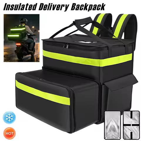 Insulated Delivery Backpack Large Capacity Multi-pocket Thermal Food Delivery Bag with Reflective St