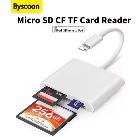 Byscoon 3 in 1 lightning to CF SD TF Card Reader for iPhone 14 13 12 11 Pro Max OTG Converter For iO