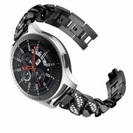 全城熱賣 - 適用於三星 Galaxy Watch5 40mm/44mm / Watch5 Pro 通用單排帶鑽牛仔鏈錶帶（黑色）