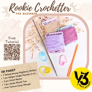 (Official) Beginner Knitting Package + Polycherry/Polyester Yarn - Crochet Starter Kit