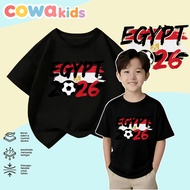 [100% Cotton KIDS T-shirt】COD Baju Kanak-kanak FIFA Egypt 2026 Soccer Flag Design Comfortable Breath