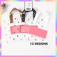 TDLV [11 Designs] 1 PCS 30x25x6cm Premium Goodies Bag Tote Bag Clothing Store Shopping Transparent G