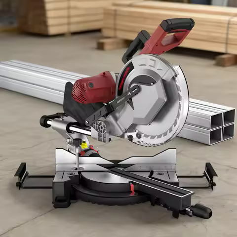 12/10" Sliding Compound Miter Saw Power Tools, 3800/5000 RPM, 0-45°, 15 Amp, 36T Blade Electric Saw 