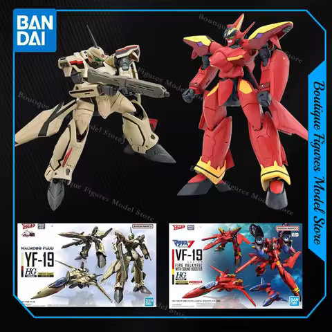 Bandai Original HG Macross YF-19 VF-19 FIRE VALKYRIE Anime Action Figures Assembly Model Collection 