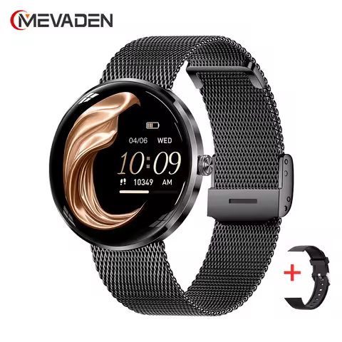 MEVADEN 8.5mm Ultra-thin Smartwatch Luxury Stainless Steel Watch Women 1.43" AMOLED Screen Health Mo