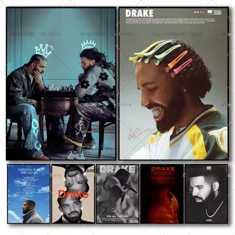 1PC Drake Rapper Poster Self-adhesive Art Waterproof Paper Sticker Coffee House Bar Room Wall Decor