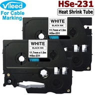 2 pack HSe-231 HSe-631 Heat Shrink Tubing Tape for Brother HSe 231 631 HSe231 HSe631 Black Pr