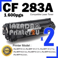 2x Black Cartridge Compatible to HP CF283A CF283 283A 283 83A For Laserjet Pro MFP M125a M125nw M127