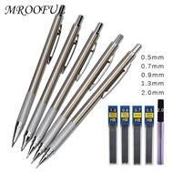 0.5 0.7 0.9 1.3 2.0mm Metal Mechanical Pencil Students Art Drawing Design HB Black Lead Set Copper and Stainless Steel Materials