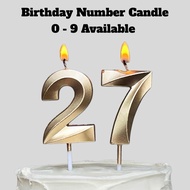 Number Birthday Candle 0-9 Gold Pink Cake Topper Birthday Cake Decoration Candle with Holder number 