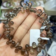 Natural smoky quartz waterdrop bracelet Smoky quartz faceted waterdrop bracelet