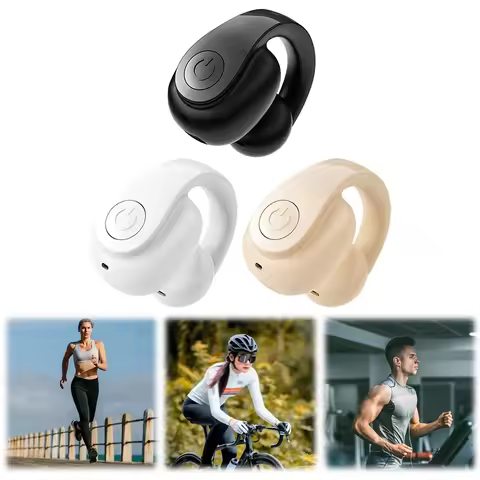 Wireless Ear Clip On Earphone Bluetooth-Compatible 5.4 Headset Noise Canceling Clip On Headphone Wat