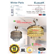 Elmark Ceiling Fan 42 inch Elmark Winter Paris Crystal DC Motor 36w LED Light Ceiling Fan with Remote Controller - 6 Speed
