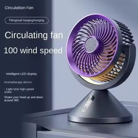 Air Circulation Office Desktop Vertical Electric Outdoor Night Light Fan Led Digital Display Wall Mo