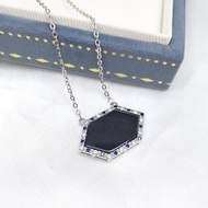 玻璃種 六邊形 藍白鑲邊 墨翠吊墜 | 天然緬甸玉A貨翡翠