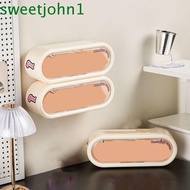 SWEETJOHN Figures Display Rack, Wall Hanging Beige/Black Figures Display Box, Practical with Lid Dustproof Plastic Doll Cabinet Storage Organizer for Home