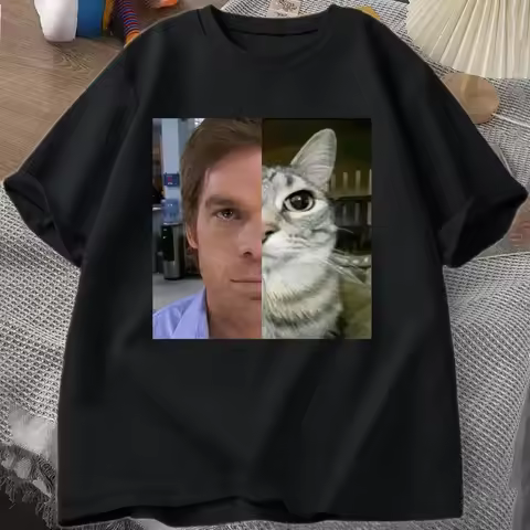Dexter Morgan Cat T-shirts Funny Short Sleeve O Neck Tshirt Unisex Streetwear Women Clothes Harajuku