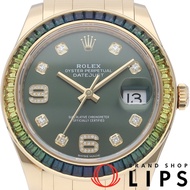 勞力士 Datejust 39 Pearlmaster 腕錶，長方形藍寶石錶圈，69 顆鑽石，DateJust Pearlmaster 86348SABLV，帶錶盒、保固卡，K18YG 黃金錶殼，男士