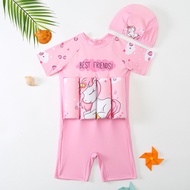 Short Sleeve One-Piece Swimsuit Children's Buoyancy Swimsuit Children's Baby Swimsuit Girls Baby One