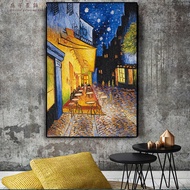 ภาพแอบสแตรกต์สไตล์แวนโก๊ะคาเฟ่ระเบียง At Night ภาพวาดสีน้ำมันผลิตใหม่ภาพโปสเตอร์ผ้าใบศิลปะติดผนังของตกแต่งบ้าน