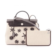 [二手] Hermes HERMES 手提包 Herbag Zip PM Hobnail Ecru/Ebene 帆布皮革 Herbag Zip PM Hobnail Ecru/Ebene