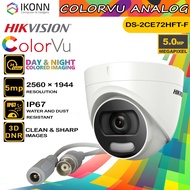 Hikvision CCTV Camera ColorVu 5MP Fixed Turret/Dome Camera Analog DS-2CE72HFT-F 24/7 Colored imaging