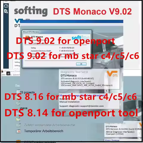 2025 Hot selling DTS Monaco V8.16 / 8.14 / 9.02 for mb star c4 sd c5 vci c6 for openport tool remote