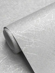 1卷銀灰色防水壁紙,北歐風格自粘貼紙,適用於房間、客廳、廚房、浴室和走廊裝修,可貼在牆壁或家具上進行裝飾。