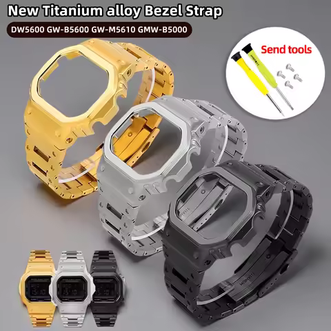 Modified Titanium Alloy Bezel Case Strap Band Kit For Casio G-SHOCK DW5600 GWB5600 GWM5610 G5600 Ser