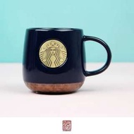 星巴克杯子2018情人節銅牌禮盒馬克杯新款黑白銅章陶瓷咖啡杯