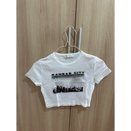 PullnBear Crop Top Tee White Kansas City
