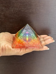 Natural 7 Chakra  Orgonite Pyramid